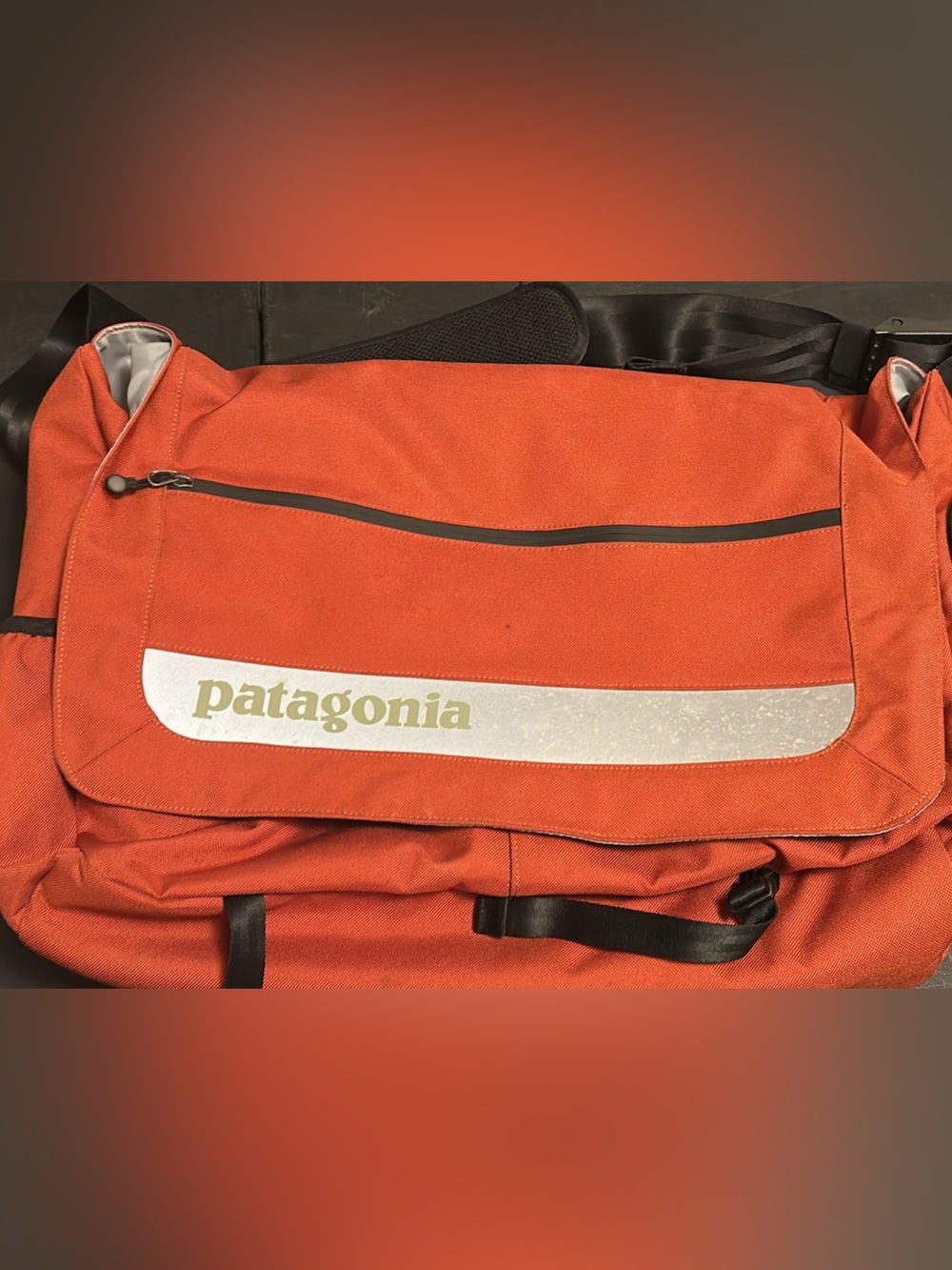 Patagonia Orange Critical Mass Messenger Bag with White Logo